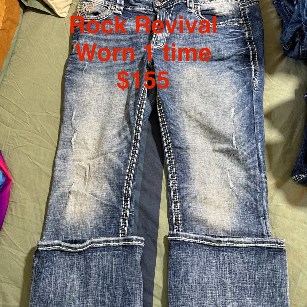 Rock Revival Women's Distressed Blue Boot Cut Jeans